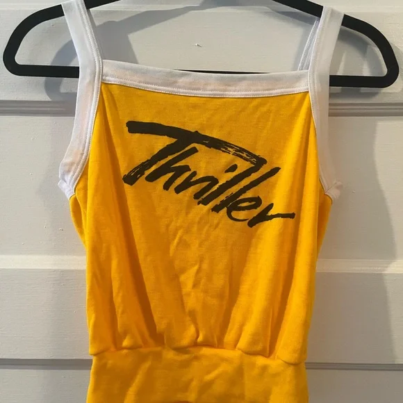 Vintage! Vibrant Yellow Tank Top with 'Thriller' Design - Picture 1 of 6